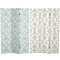 thumbnail image 1 of Red Lantern 6 ft Tall Ivory Damask Canvas Room Divider with Spruce Wood Frame, 1 of 7