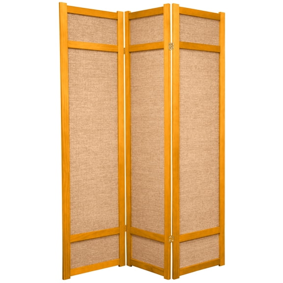 Red Lantern 6 ft. Tall Jute Shoji Screen - 3 Panel - Honey