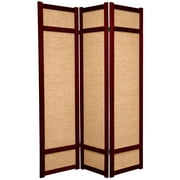 Red Lantern 6 ft. Tall Jute Shoji Screen - 3 Panel - Rosewood