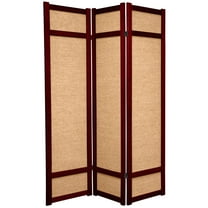 Red Lantern 6 ft. Tall Jute Shoji Screen - 3 Panel - Rosewood