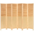thumbnail image 1 of Oriental Furniture 6 ft. Tall Louvered Beadboard Room Divider Natural - 6 Panel, 1 of 6