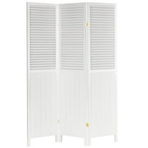 Oriental Furniture 6 ft. Tall Louvered Beadboard Room Divider White - 3 Panel