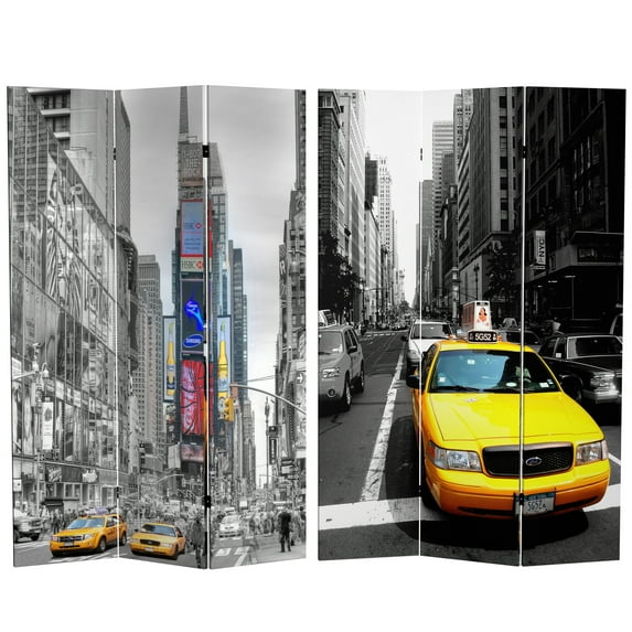 Oriental Furniture 6 ft. Tall New York Taxi Room Divider - 3 Panel