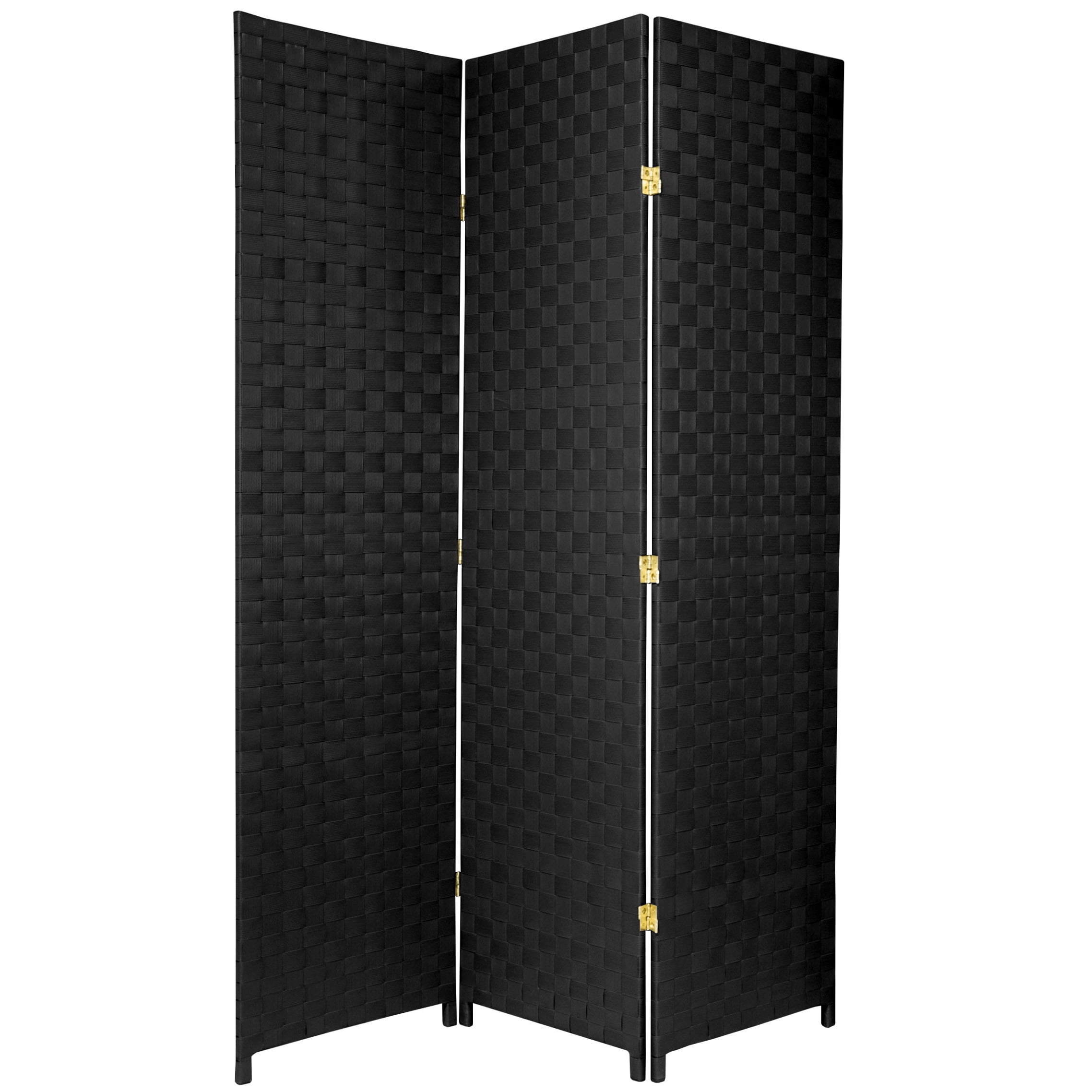 Black Woven Vinyl 6 ft. Tall Folding Room Divider
