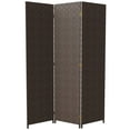 thumbnail image 1 of Red Lantern 6 ft. Tall Woven Fiber Outdoor All Weather Room Divider - 3 Panel - Dark Brown, 1 of 8