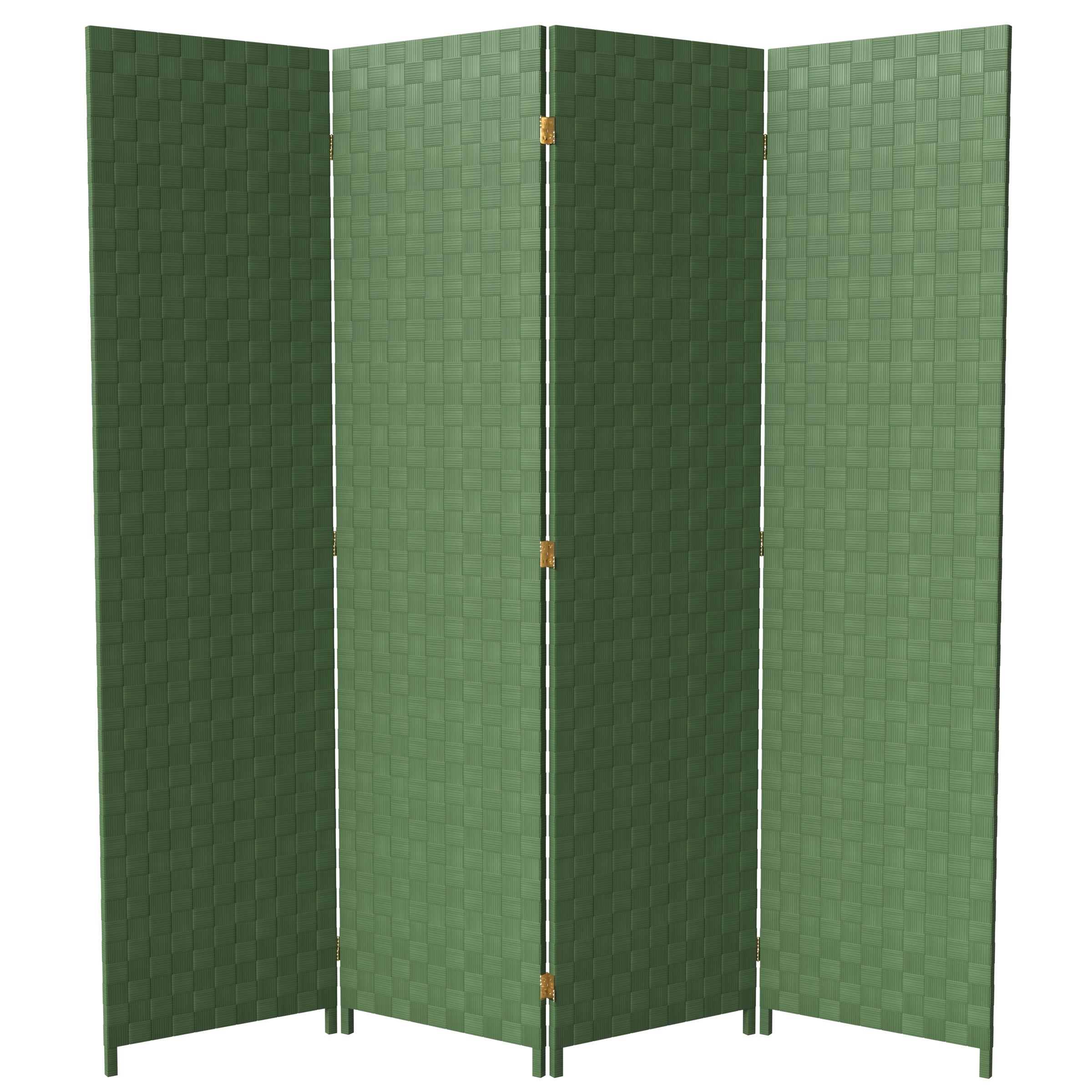 Red Lantern 6 ft. Tall Woven Fiber Outdoor All Weather Room Divider - 4 Panel - Green