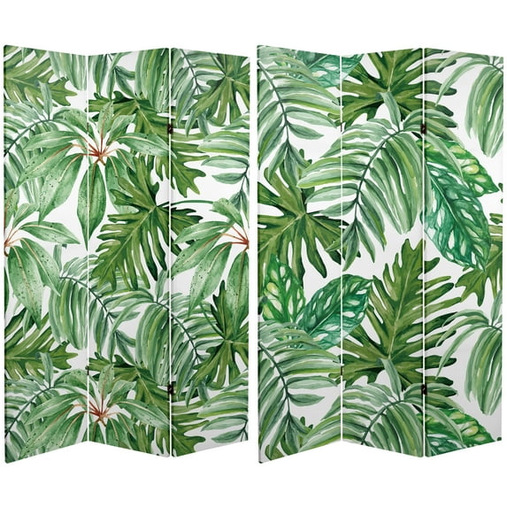 Oriental Furniture 6 ft. Tall Palm Leaves Canvas Room Divider - 3 Panel