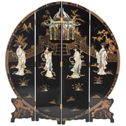Oriental Furniture 6 ft. Tall Round Lacquer Ladies Room Divider - 4 Panel