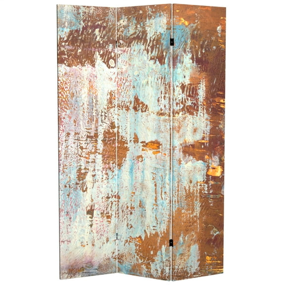 Oriental Furniture 6 ft. Tall Rust Canvas Room Divider - 3 Panel