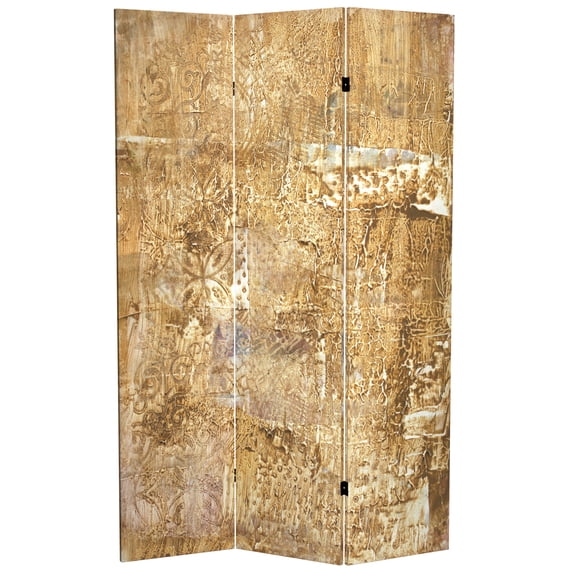 Red Lantern 6 ft. Tall Sandy Meadow Canvas Room Divider - Natural Three Panel Screen