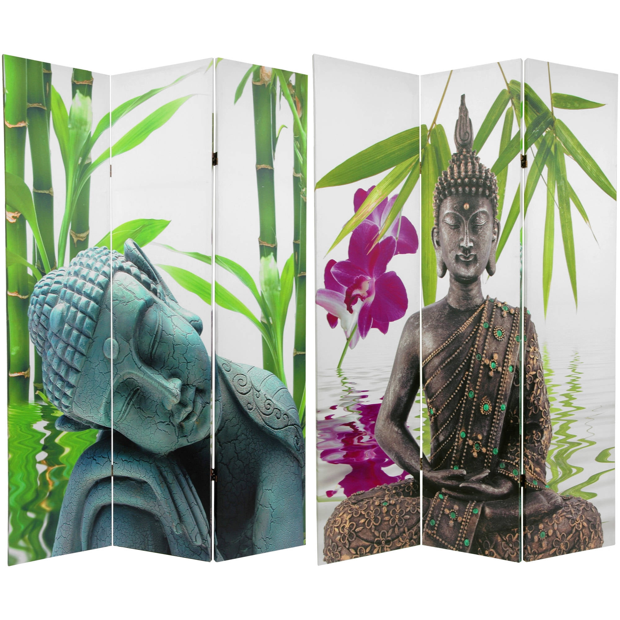 Oriental Furniture 6 ft. Tall Serenity Buddha Room Divider 3 Panel
