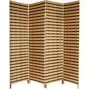 Oriental Furniture 6 ft. Tall Two Tone Natural Fiber Room Divider - 4 Panel