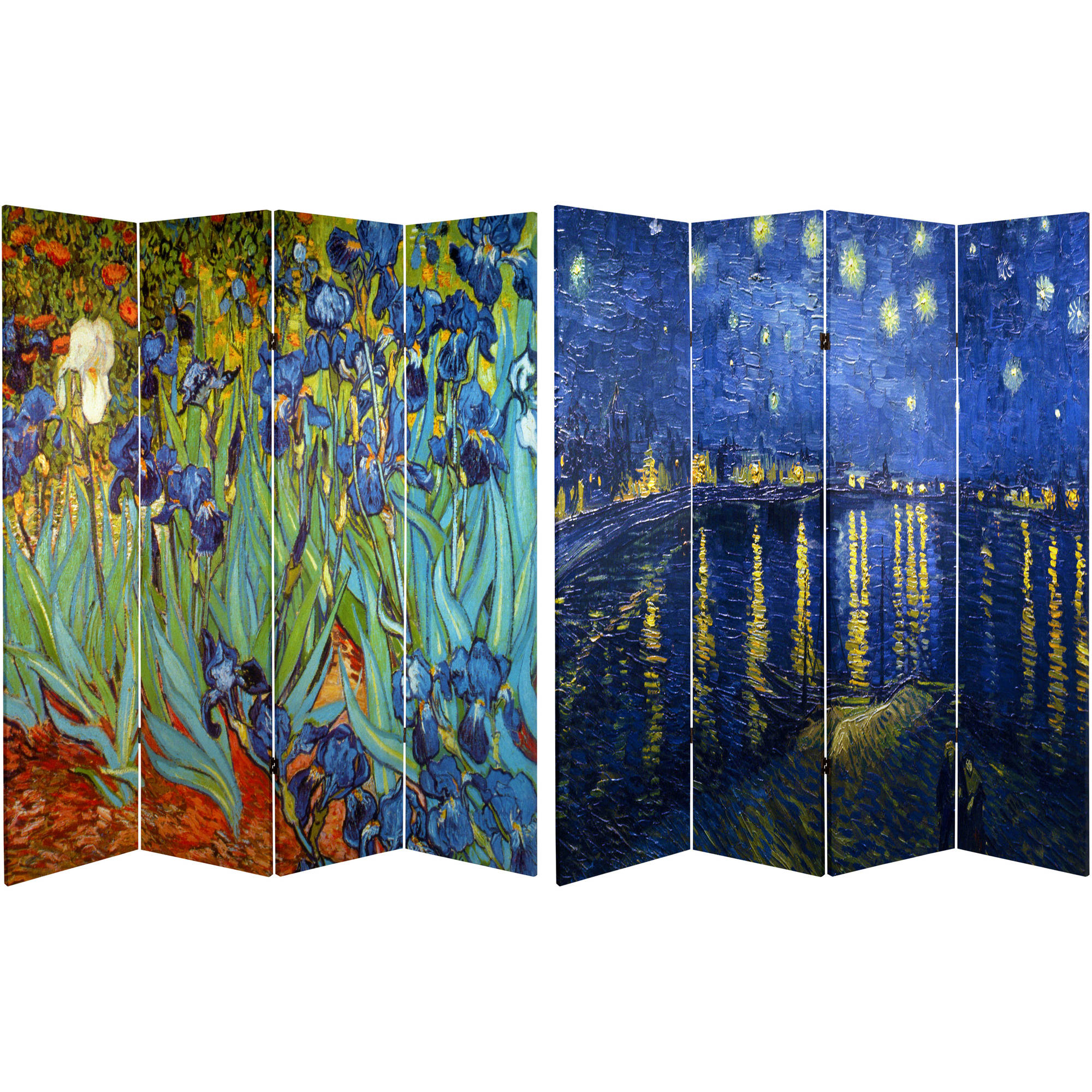 Oriental Furniture 6 ft. Tall Van Gogh Irises Canvas Room Divider - 3 Panel - image 1 of 6
