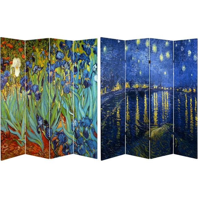Oriental Furniture 6 ft. Tall Van Gogh Irises Canvas Room Divider - 3 Panel