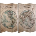 thumbnail image 1 of Oriental Furniture 6 ft. Tall Vintage Globe Canvas Room Divider - 3 Panel, 1 of 5