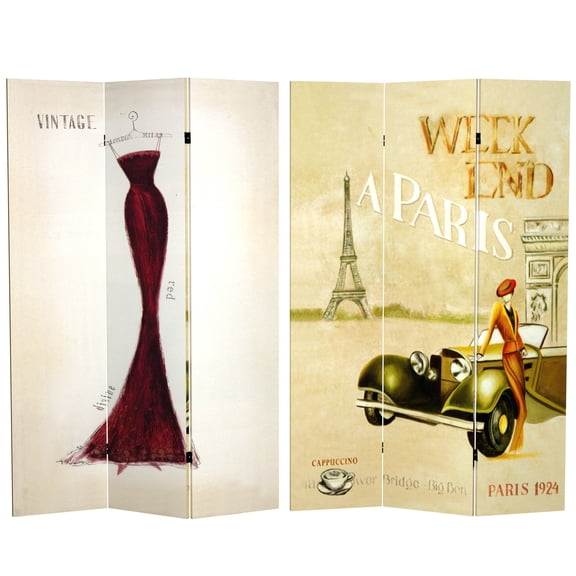 Oriental Furniture 6 ft. Tall Vintage Paris Canvas Room Divider - 3 Panel