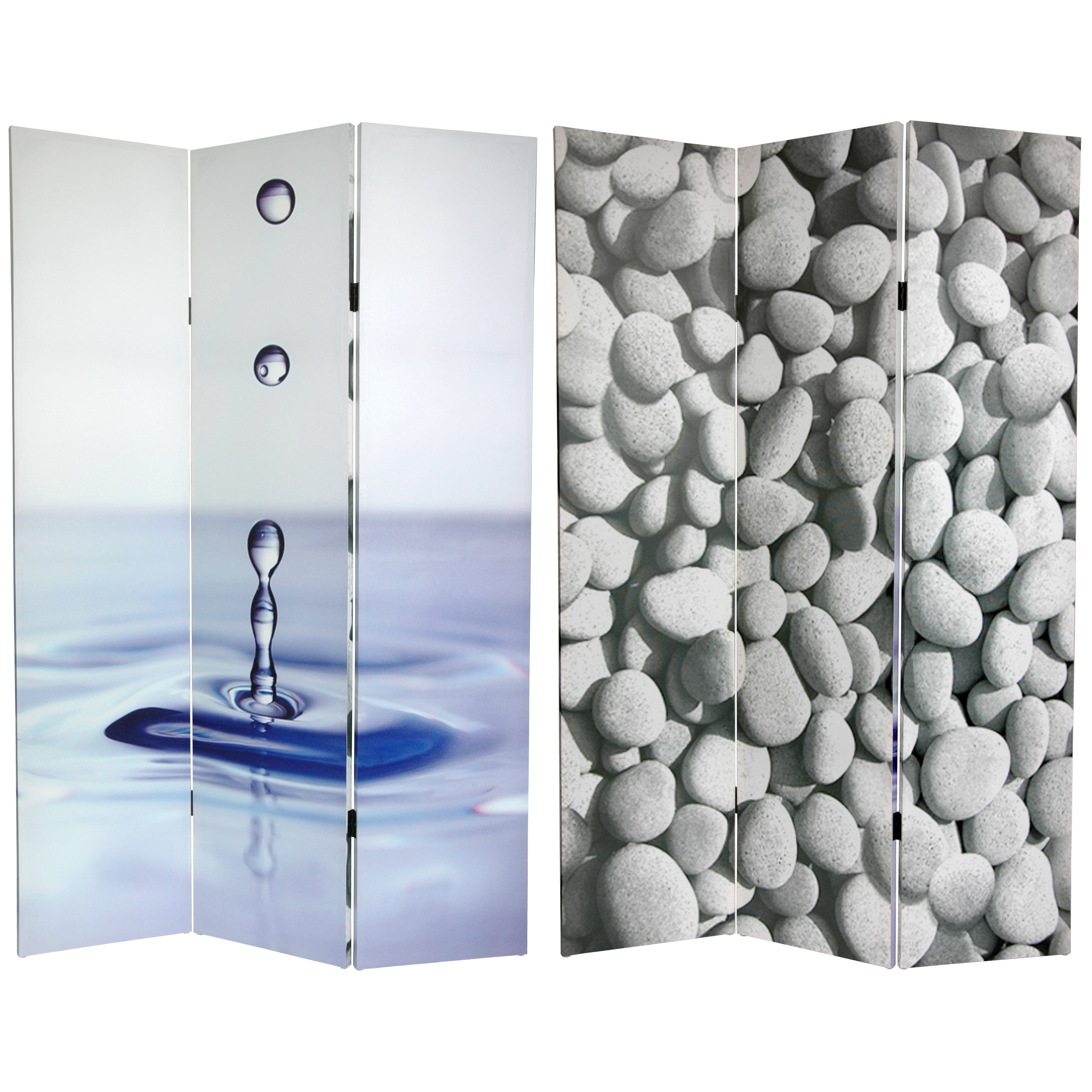 Oriental Furniture 6 ft. Tall Water Zen Canvas Room Divider - 3 Panel