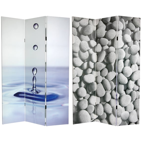 Oriental Furniture 6 ft. Tall Water Zen Canvas Room Divider - 3 Panel