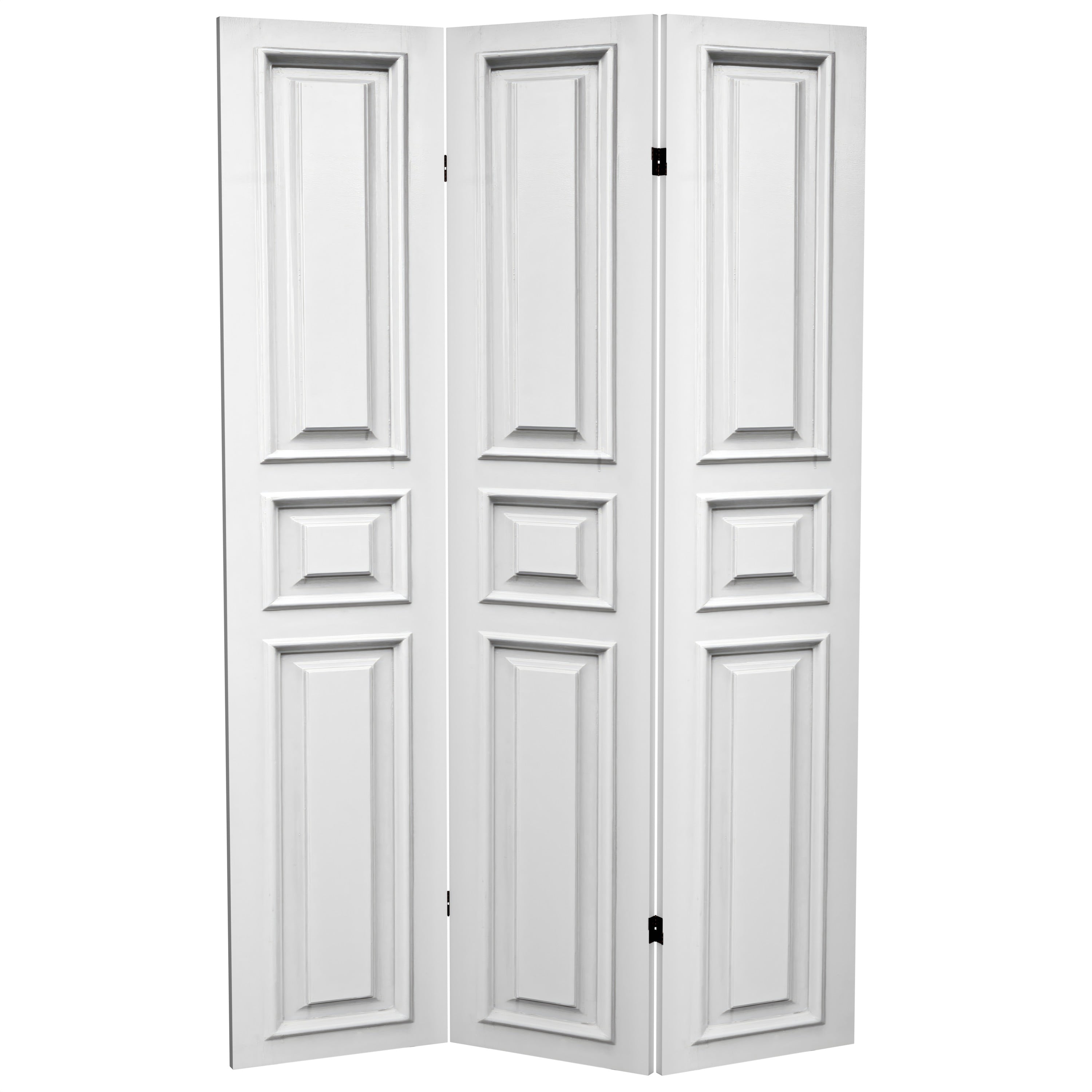 Oriental Furniture 6 ft. Tall White Door Panel Canvas Room Divider - 3 Panel
