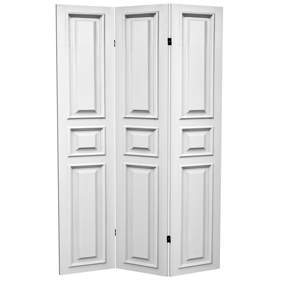 Oriental Furniture 6 ft. Tall White Door Panel Canvas Room Divider - 3 Panel