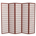 thumbnail image 1 of Red Lantern 6 ft. Tall Window Pane Shoji Screen - Rosewood - 5 Panels, 1 of 7