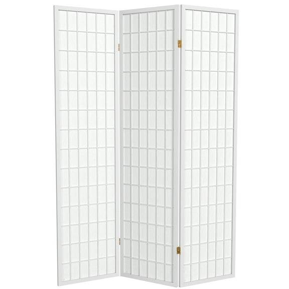 Oriental Furniture 6 ft. Tall Window Pane Shoji Screen - White - 3 Panel