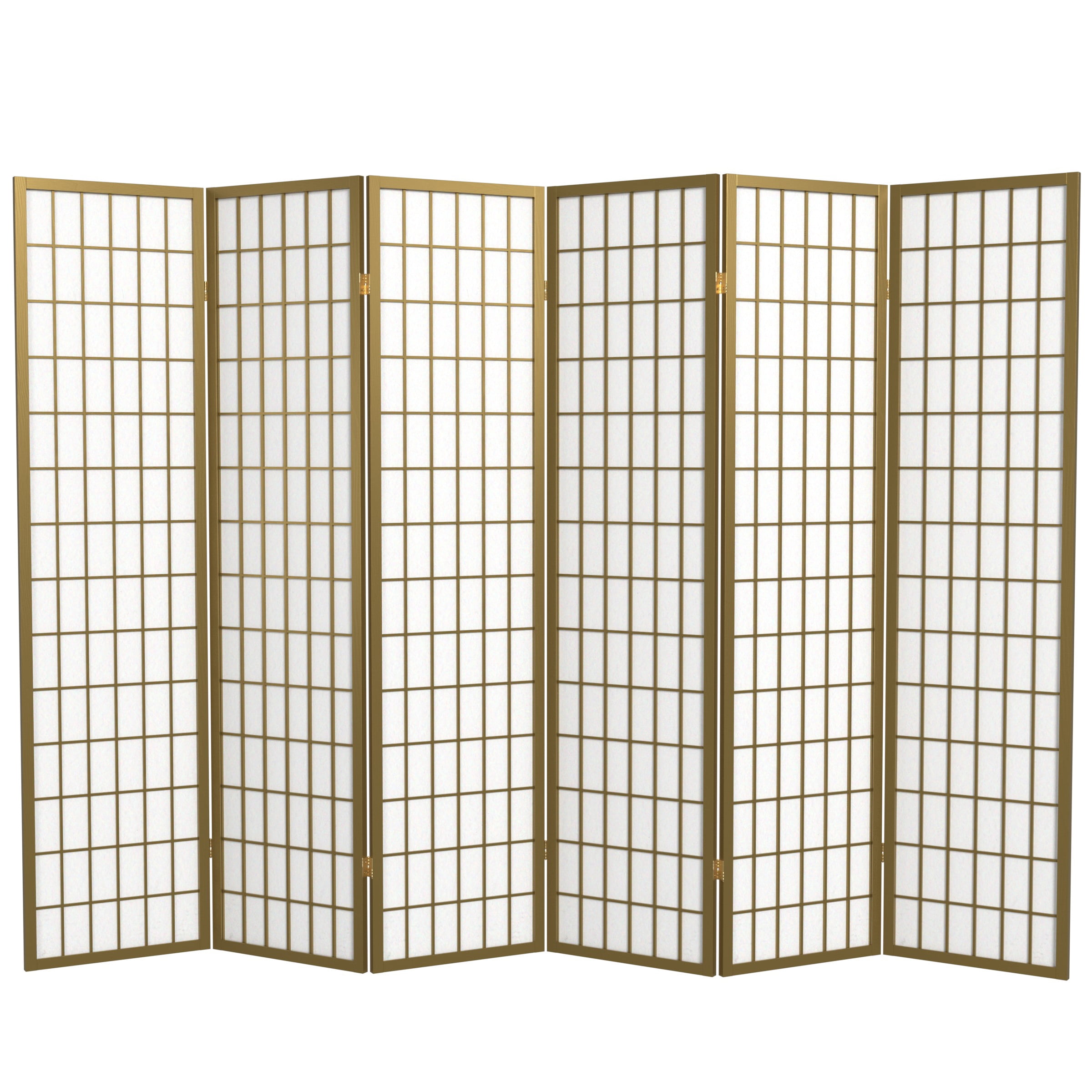 Window Pane Panel Red Lantern 6 ft. Tall Window Pane Shoji Screen - Gold - 6 Panels ...