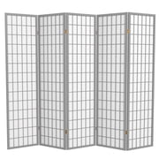 Oriental Furniture 6 ft. Tall Window Pane - Special Edition - Grey - 5 Panel