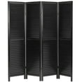 thumbnail image 1 of Oriental Furniture 6 ft. Tall Wooden Louvered Room Divider Black 4 Panel, 1 of 6
