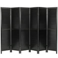 thumbnail image 1 of Oriental Furniture 6 ft. Tall Wooden Louvered Room Divider Black 6 Panel, 1 of 6