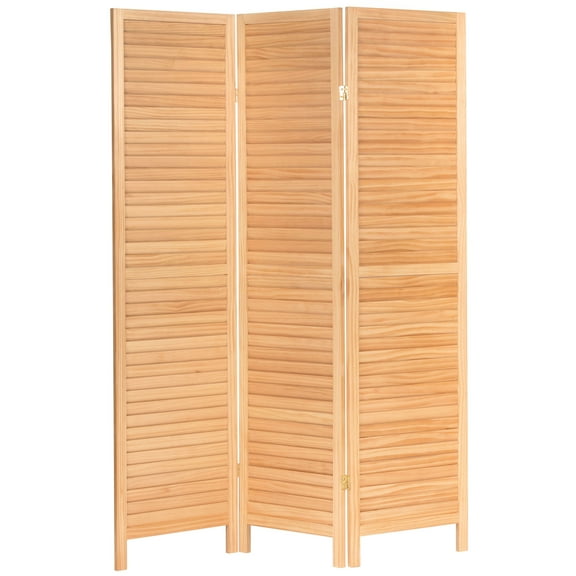 Oriental Furniture 6 ft. Tall Wooden Louvered Room Divider Natural - 3 Panel