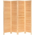 thumbnail image 1 of Oriental Furniture 6 ft. Tall Wooden Louvered Room Divider Natural - 4 Panel, 1 of 6