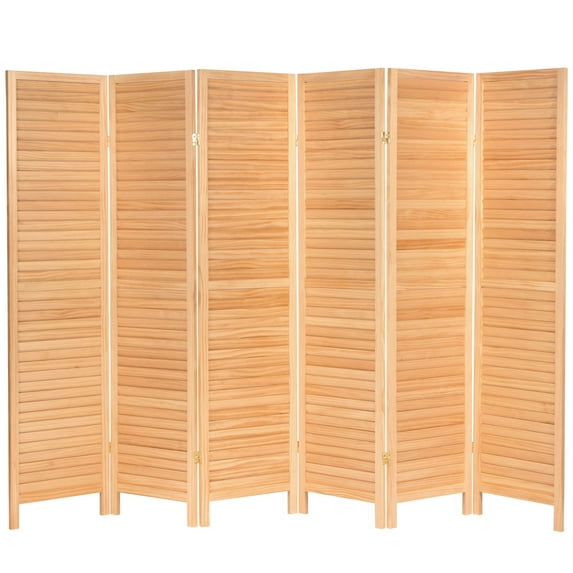 Oriental Furniture 6 ft. Tall Wooden Louvered Room Divider Natural - 6 Panel