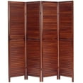 thumbnail image 1 of Oriental Furniture 6 ft. Tall Wooden Louvered Room Divider Walnut 4 Panel, 1 of 6