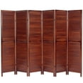 thumbnail image 1 of Oriental Furniture 6 ft. Tall Wooden Louvered Room Divider Walnut 6 Panel, 1 of 6