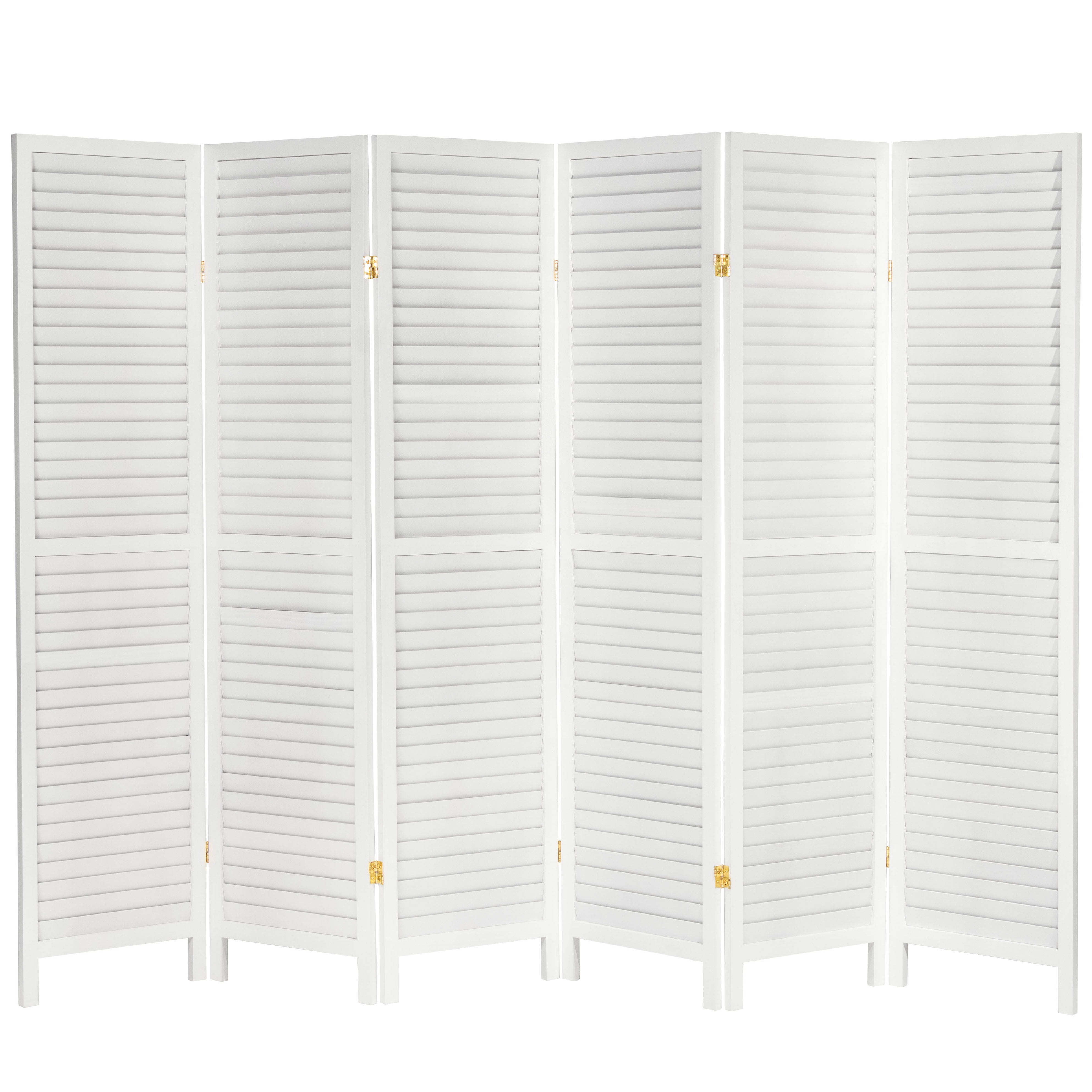Oriental Furniture 6 ft. Tall Wooden Louvered Room Divider White - 6 Panel