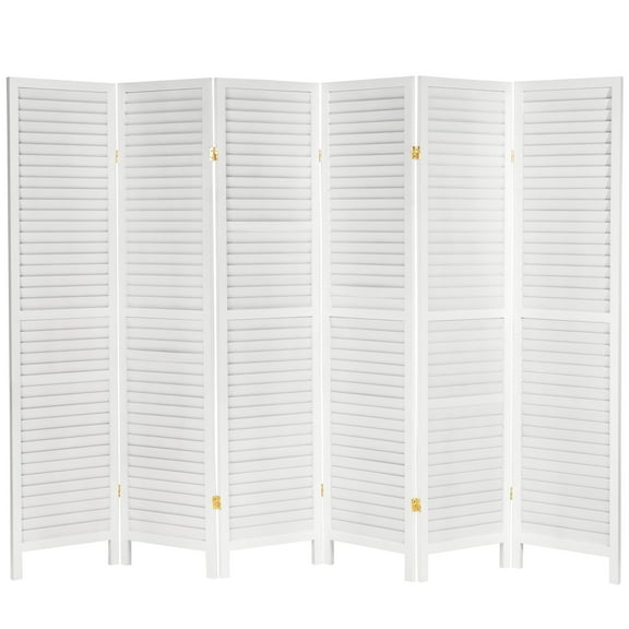 Oriental Furniture 6 ft. Tall Wooden Louvered Room Divider White - 6 Panel