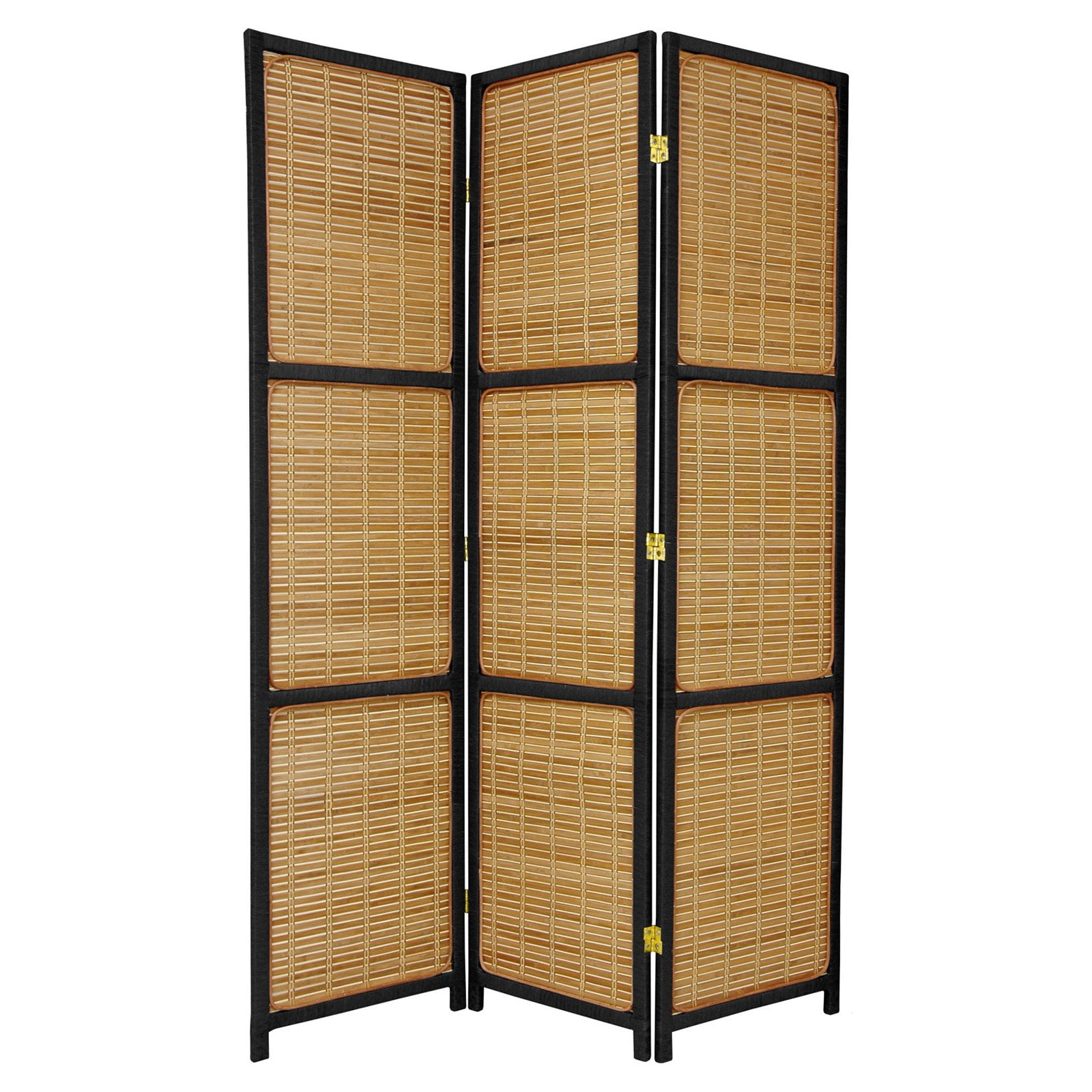 Oriental Furniture 6 ft. Tall Woven Accent Room Divider - 3 Panel - Black
