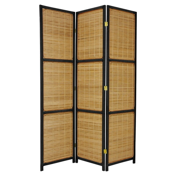 Oriental Furniture 6 ft. Tall Woven Accent Room Divider - 3 Panel - Black