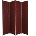 thumbnail image 1 of Red Lantern 6 ft. Tall Woven Fiber Folding Screen - Red and Black - 4 Panel, 1 of 3