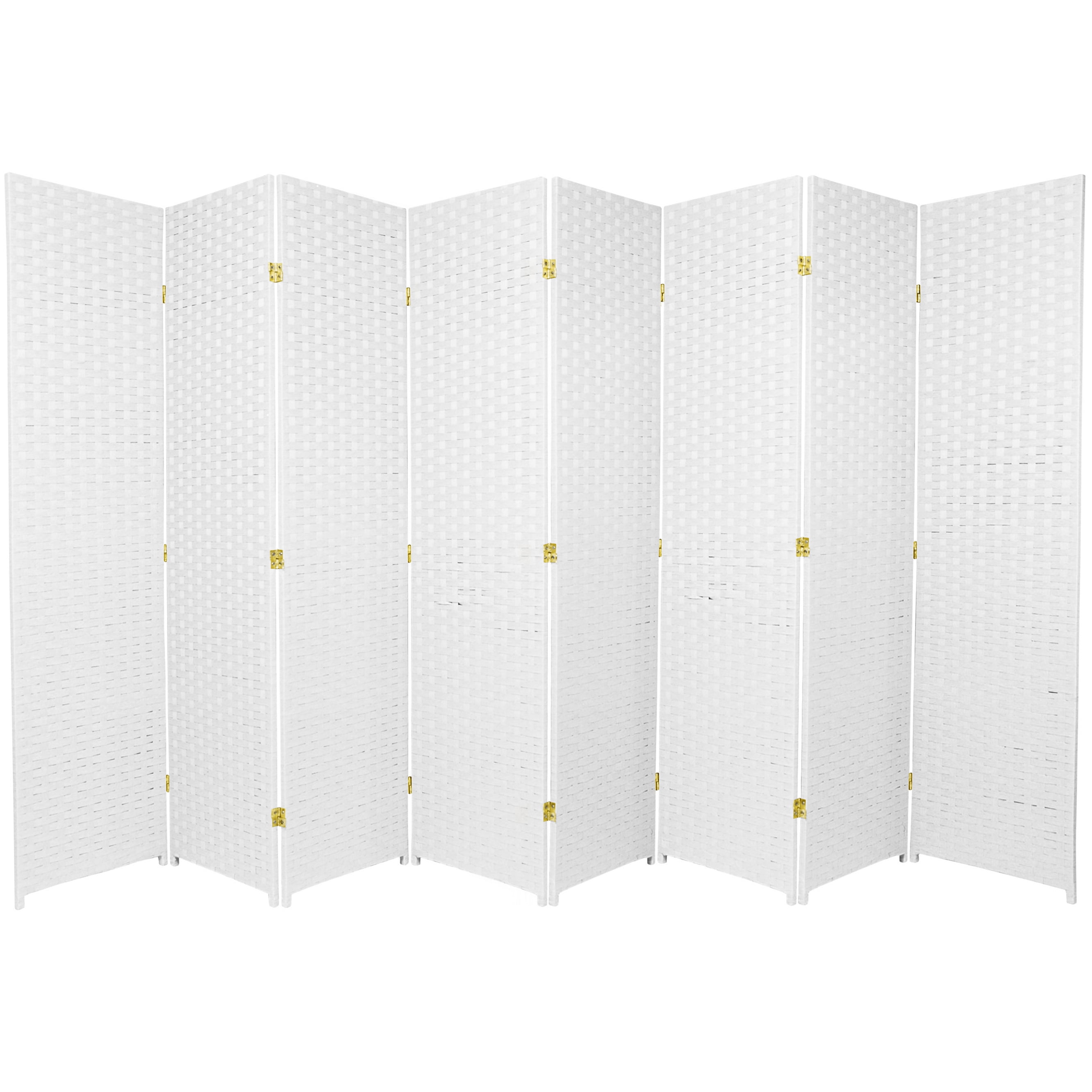 White Woven Fiber 8 Panel Folding Room Divider