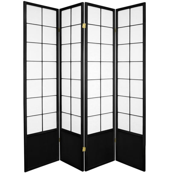 Oriental Furniture 6 ft. Tall Zen Shoji Screen - Black - 4 Panel