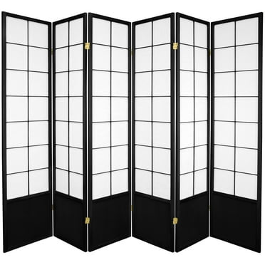 Oriental Furniture 6 ft. Tall Zen Shoji Screen - Black - 6 Panel
