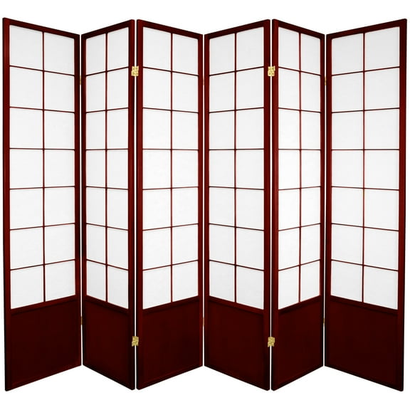 Oriental Furniture 6 ft. Tall Zen Shoji Screen - Rosewood - 6 Panel