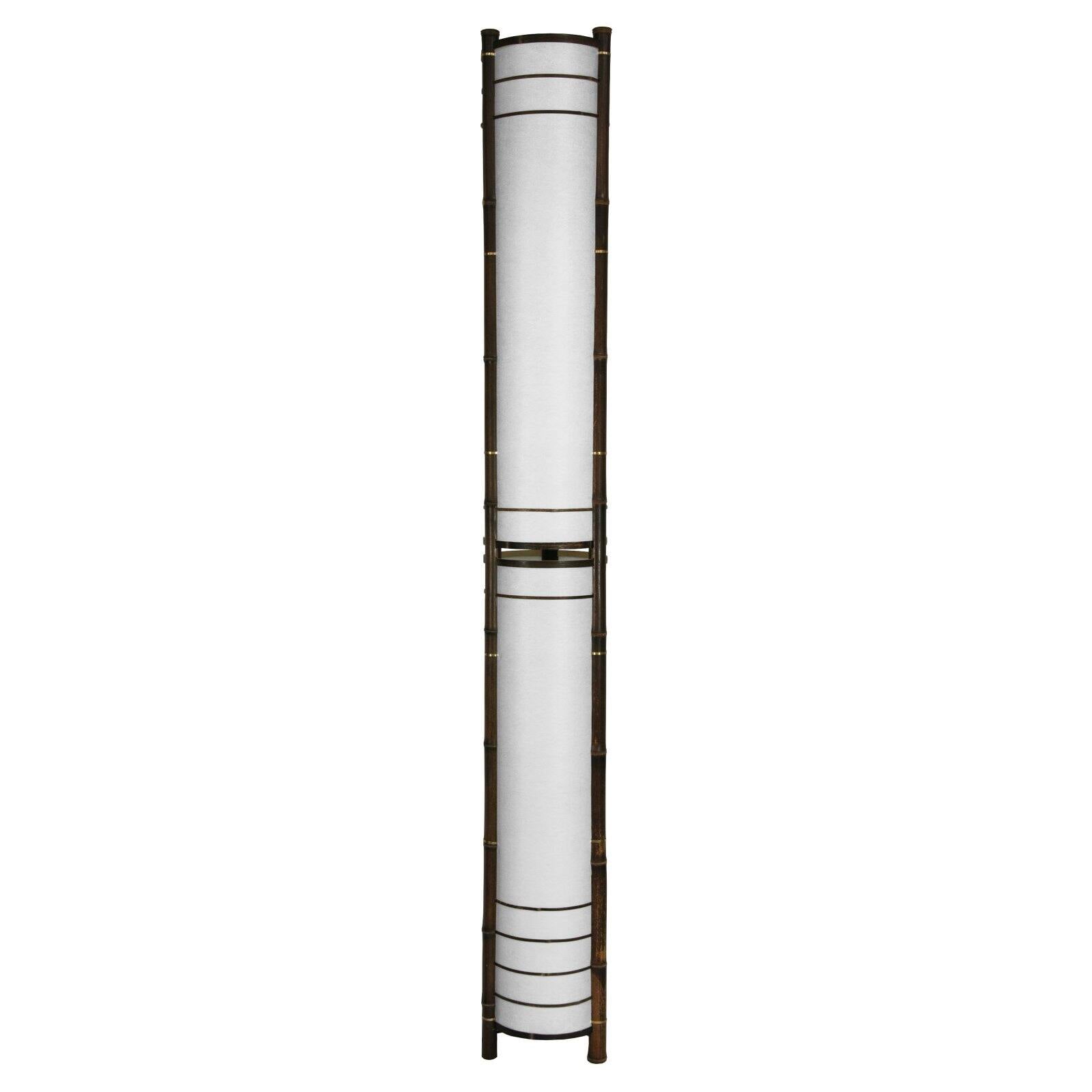 Elegant Black and White 63" Bamboo and Fabric Floor Lamp