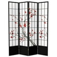 thumbnail image 1 of Oriental Furniture 7 Ft Tall Cherry Blossom Shoji Screen, Black, 4 panel, 1 of 6