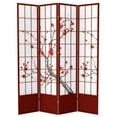 thumbnail image 1 of Oriental Furniture 7 Ft Tall Cherry Blossom Shoji Screen, rosewood color, 4 panel, 1 of 6