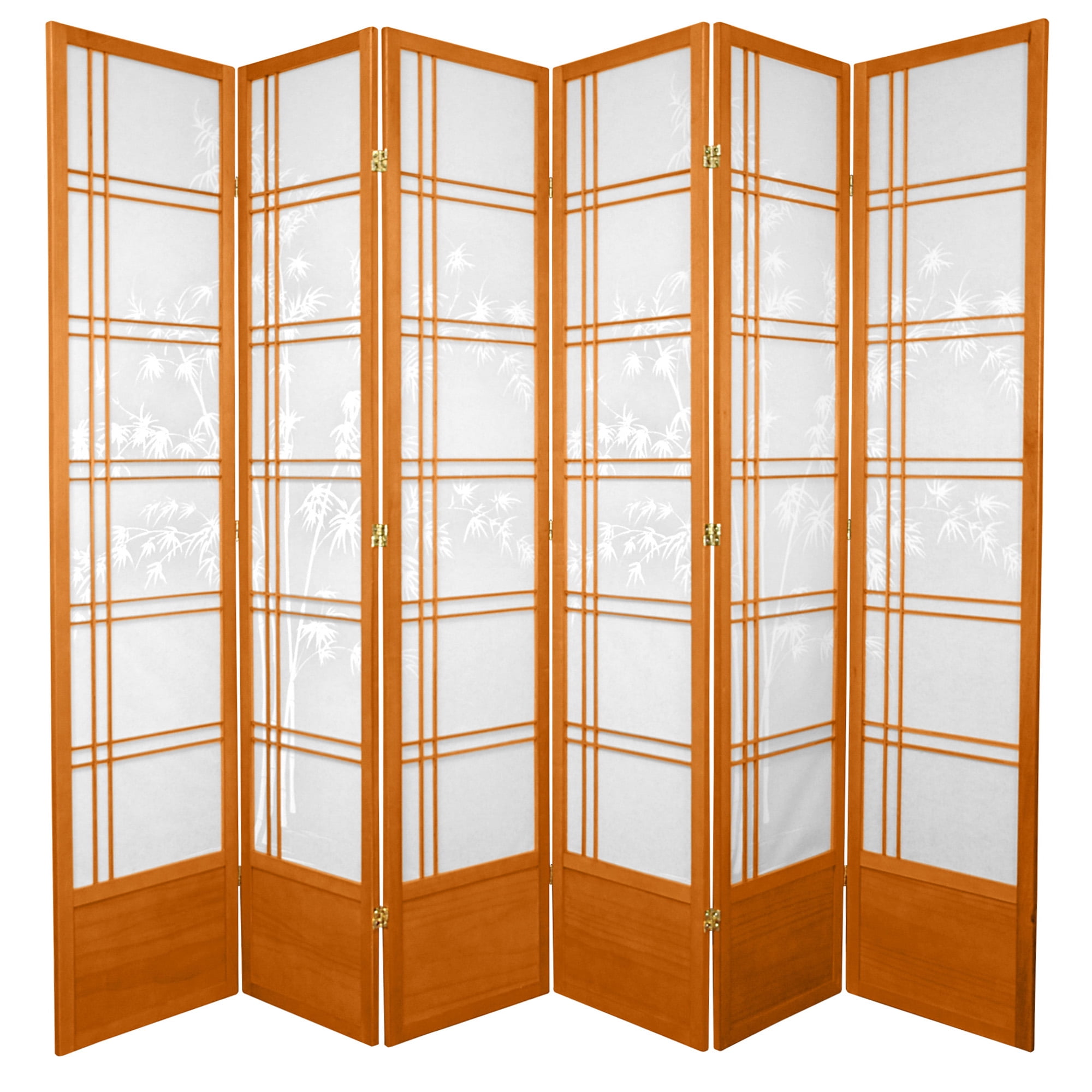 86" Honey Bamboo Tree Shoji Room Divider with 6 Panels