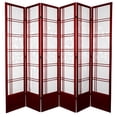 thumbnail image 1 of Oriental Furniture 7 Ft Tall Double Cross Bamboo Tree Shoji Screen, rosewood color, 6 panel, 1 of 4