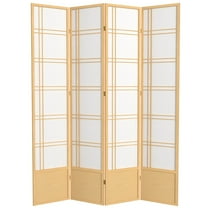Red Lantern 7 ft. Tall Double Cross Shoji Screen - Natural - 4 Panels